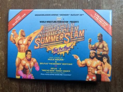 Wwf Wwe Summerslam 1989 Pin Hogan Savage Zeus Beefcake Free Shipping £