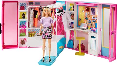 Barbie Armario De Ropa Mu Eca Con Accesorios De Moda Mattel Gbk