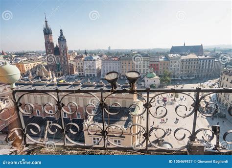 Rynek Glowny Krakow Aerial View Of Main City Square Stock Image