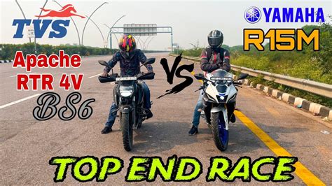 TVS Apache RTR 160 4v Bs6 Vs Yamaha R15M Drag Race YouTube