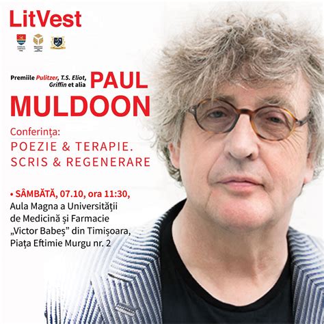 Celebrul Paul Muldoon vine la Timișoara cu o conferință specială la UMF