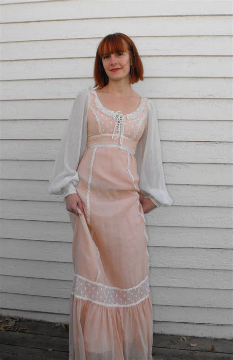 Gunne Sax Dress Corset Prairie Lace Hippie Full Vintage S Xxs Petite