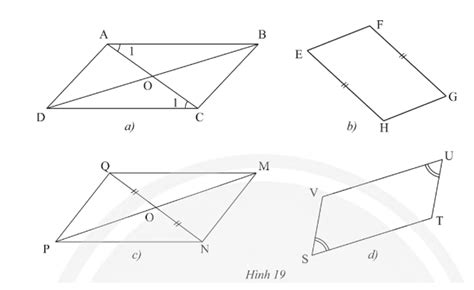 Cần thêm một điều kiện gì để mỗi tứ giác trong Hình 19 trở thành hình
