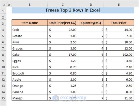 How To Freeze Top 3 Rows In Excel 3 Methods Exceldemy