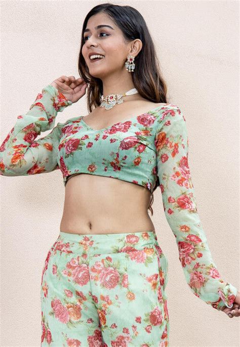 Buy Digital Printed Chiffon Co Ords Set In Set In Pastel Green Online Tpp66 Utsav Fashion