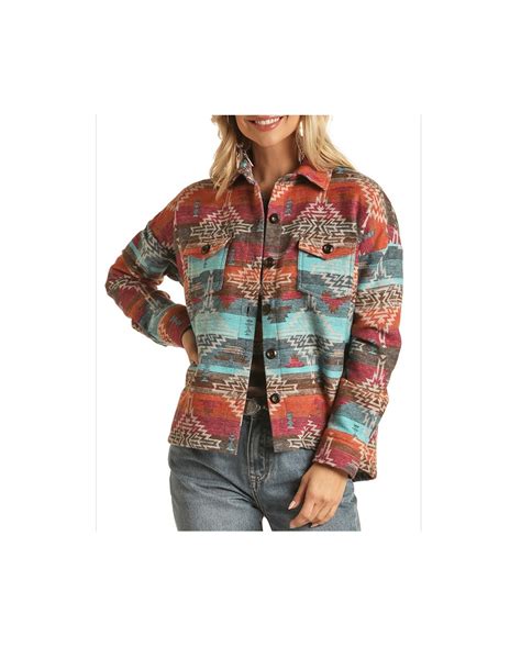 Rock And Roll Cowgirl® Ladies Aztec Shacket Fort Brands