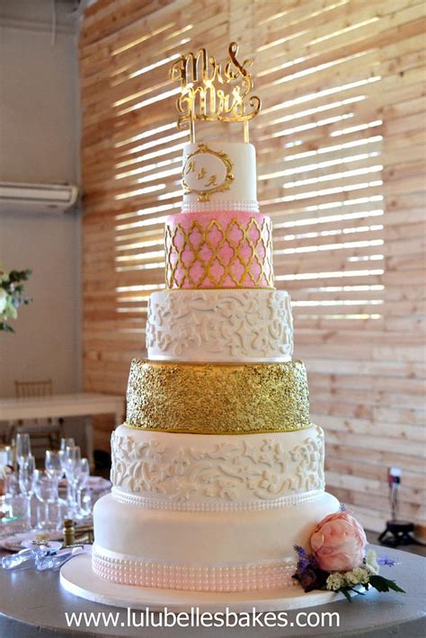 Pink And Gold Wedding Decorated Cake By Lulubelle S Cakesdecor