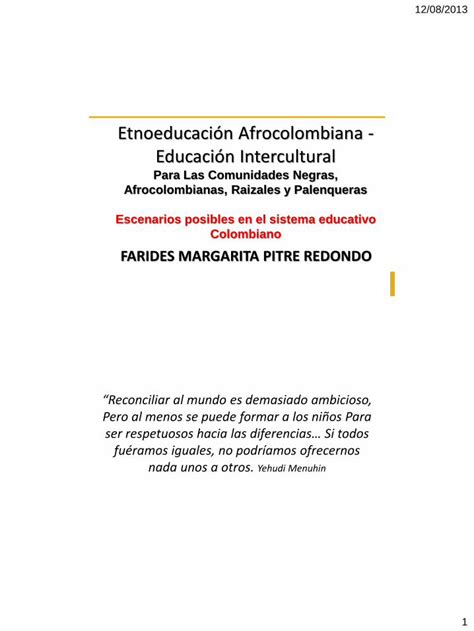 PDF Etnoeducación Afrocolombiana Educación Intercultural