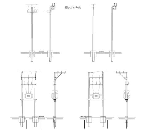 Algunos Postes El Ctricos Dwg Bloque Cad Descarga Gratis