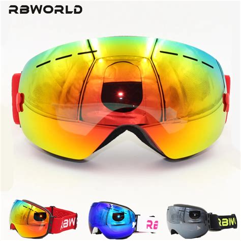 New Rbworld Brand Ski Goggles Double Layers Uv400 Anti Fog Big Ski Mask