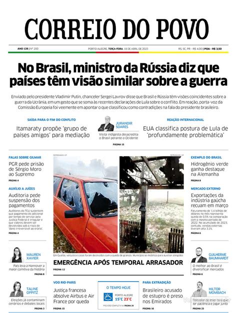 Capa Correio Do Povo Ter A De Abril De