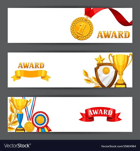 Banners With Realistic Gold Awards Backgrounds Vector Image