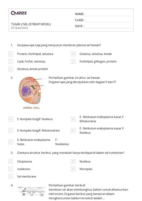 50 Lembar Kerja Struktur Sebuah Sel Untuk Kelas 11 Di Quizizz Gratis