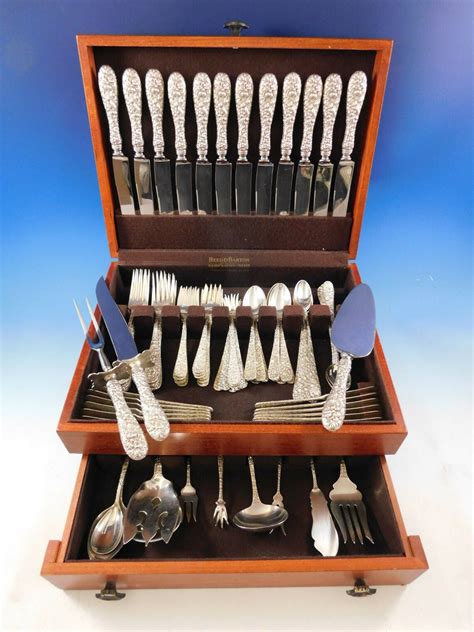 Rose By Stieff Sterling Silver Flatware Set For 12 Service 97 Etsy