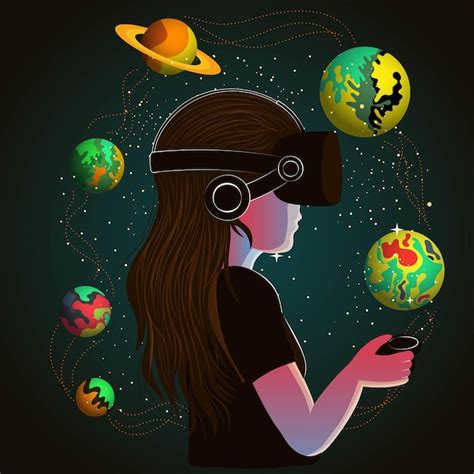 El Personaje De La Chica Joven Que Usa Auriculares Vr Y El Controlador