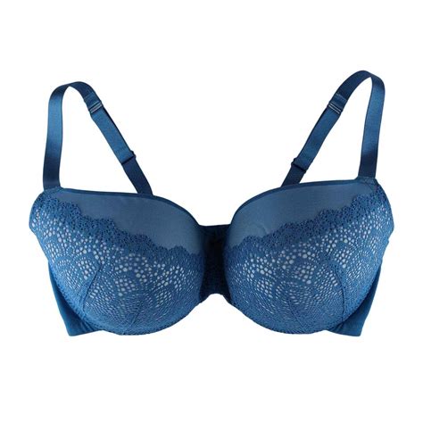 Cacique Aqua Blue Lace Underwire Bra 40DDD Lightly Li Gem