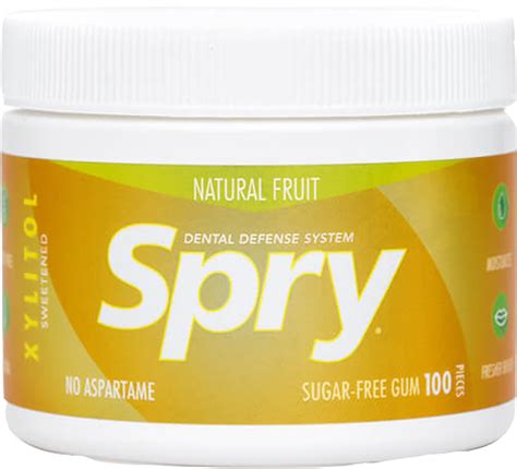 spry kosher xylitol chewing gum sugar  natural fruit flavor