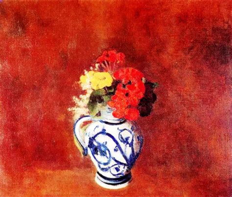 Geraniums And Flowers In A Stoneware Vase Odilon Redon Oil Paintings