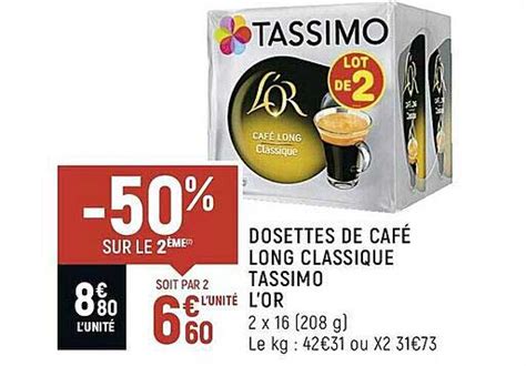 Promo Dosettes De Café Long Classique Tassimo L or chez Spar