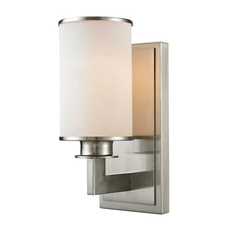 Filament Design 1 Light Brushed Nickel Wall Sconce With Matte Opal Glass Updown Mount The