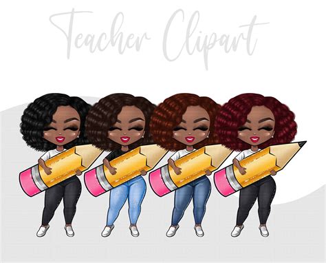 African American Teacher Clipart Bundle School Clipart, Teacher Life PNG, Teacher Pencil PNG ...