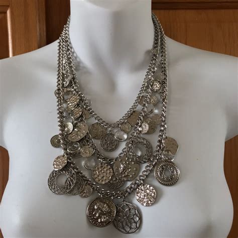 Vintage Silver Rj Graziano Coin Bead Multi Strand Necklace Etsy