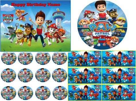 Edible Cake Image Paw Patrol Party Icing Sugar Sheet Topper Cupcakes Or Strips Ebay