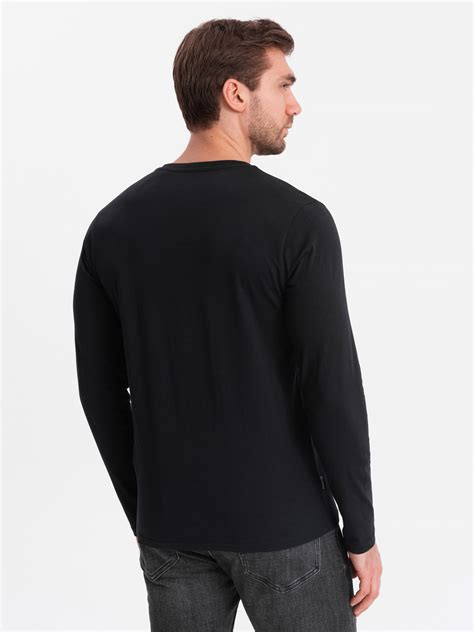 Men S Longsleeve With Buttons At The Neckline Black V4 OM LSCL 0107