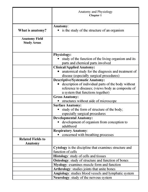 Anatomy And Physiology Chapter 1 Study Guide Pdf Winfred Leung