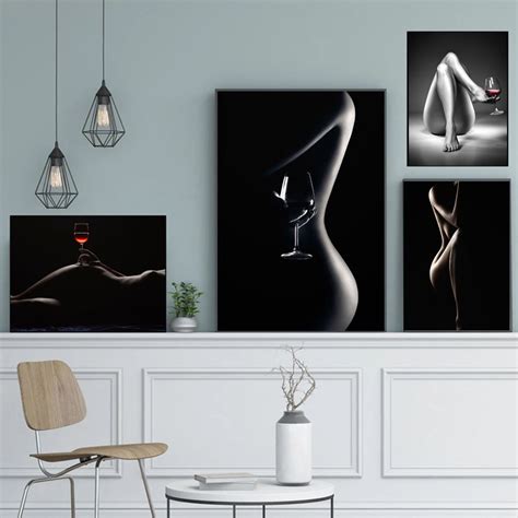 Silhouette Of Nude Woman Wall Art Canvas Painting Modern Home Decor