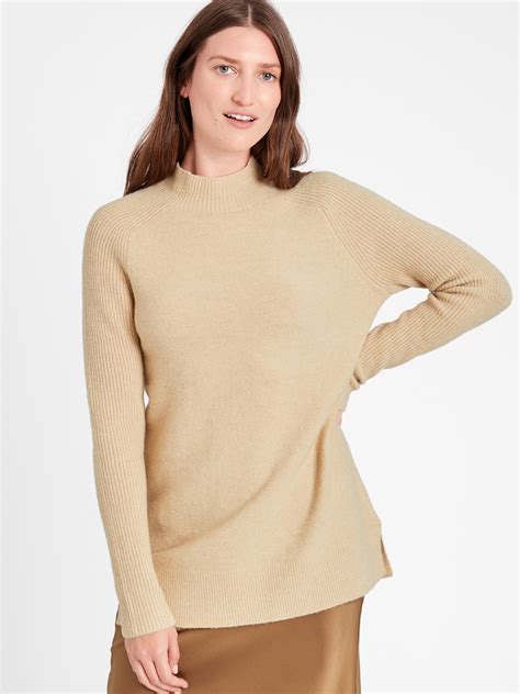 Petite Mock Neck Sweater Tunic Banana Republic