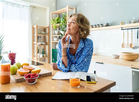 Beautiful Mature Senior Woman At Home Domestic Life And Leisure