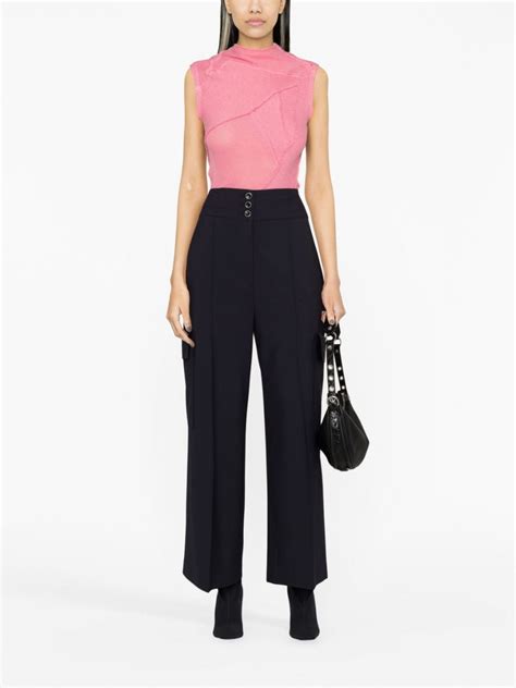 Msgm Wide Leg Wool Blend Trousers Farfetch