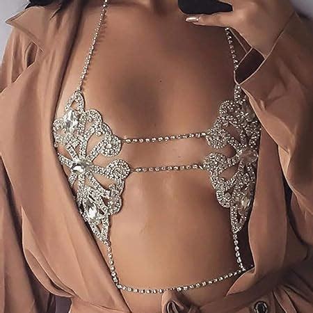 Sethain Vintage Rhinestone Body Chain Gold Crystal Bra Chain Bikini