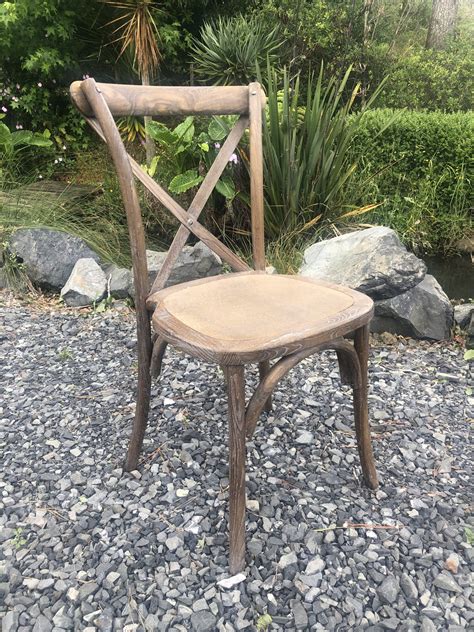 Wooden Cross Back Chair Rustic Brown The Pretty Prop Shop