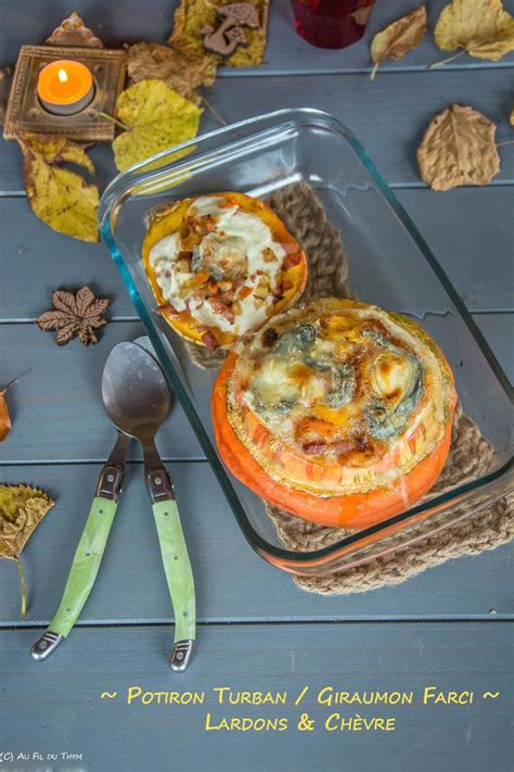 Potiron turban ou Giraumon farci lardons et chèvre Au Fil du Thym