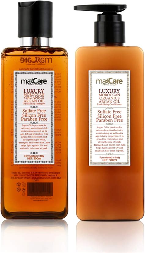 Maxcare Moroccan Organic Argan Oil Shampoo And Conditioner Set Sls Sulfate Free Paraben Free For