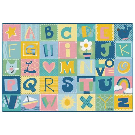 KIDSoft™ Alphabet Blocks Classroom Rug, Tranquil Colors