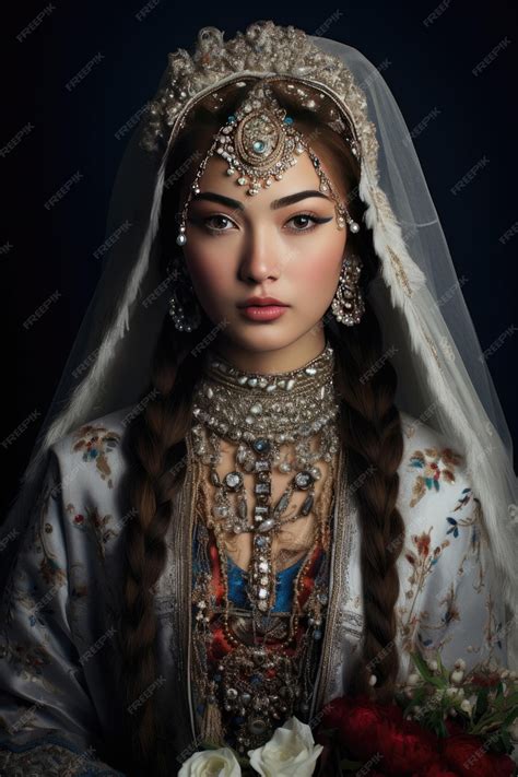 Premium Ai Image Portrait Of A Kazakh Bride