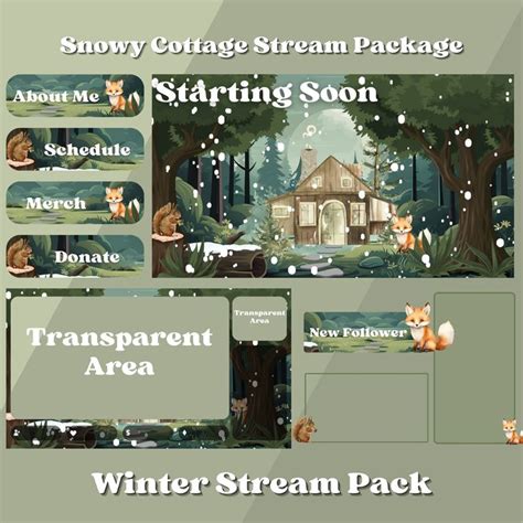 Animated Cozy Stream Overlay Package For Twitch Snowy Winter