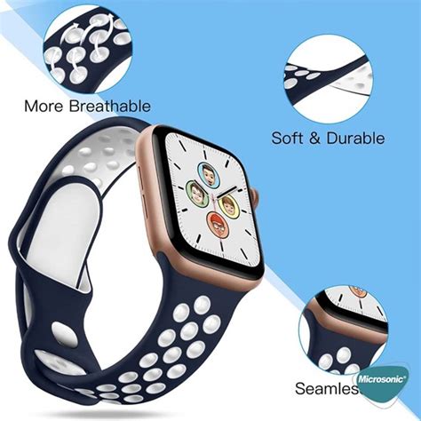 Microsonic Apple Watch Series 8 45mm Kordon Rainbow Band Gri Beyaz