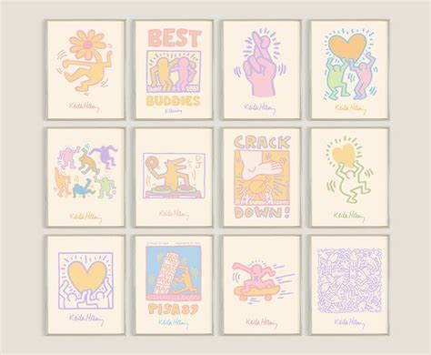 Keith Haring Set Of Prints Keith Haring Exhibition Set Etsy Pop