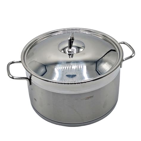 Oala Cilindrica Din Inox Cu Capac Capacitate 6 5 L Diametru 24 Cm