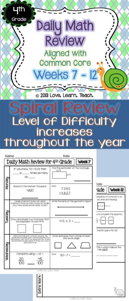 Th Grade Math Review Daily Spiral Morning Work Warm Ups Print Google