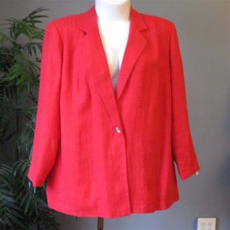 Harve Benard Jackets And Coats Linen Blazer Vtg 8s Harve Benard Red Linen Blazer Plus Size