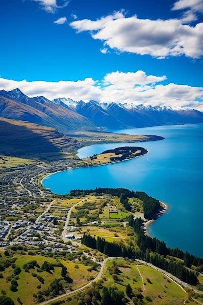 Vista A Rea De Frankton Y El Lago Wakatipu Desde Las Notables Monta As