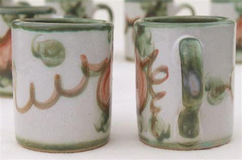 Vintage Louisville Stoneware Pottery Harvest Fruit Coffee Mugs John B