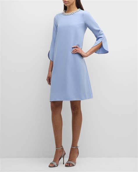 Teri Jon Jewel Embellished Split Sleeve Midi Dress In Blue Lyst