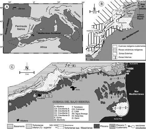 Contexto geográfico y geológico de la Cuenca del Bajo Segura A B y