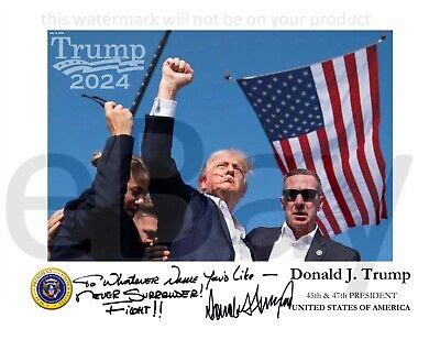 Personalized President Donald J Trump Autographed Fight X Photo